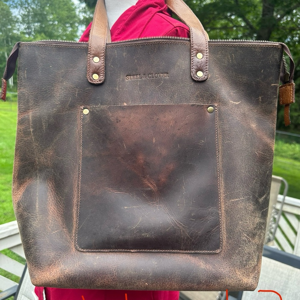 Vintage Brown Leather Tote